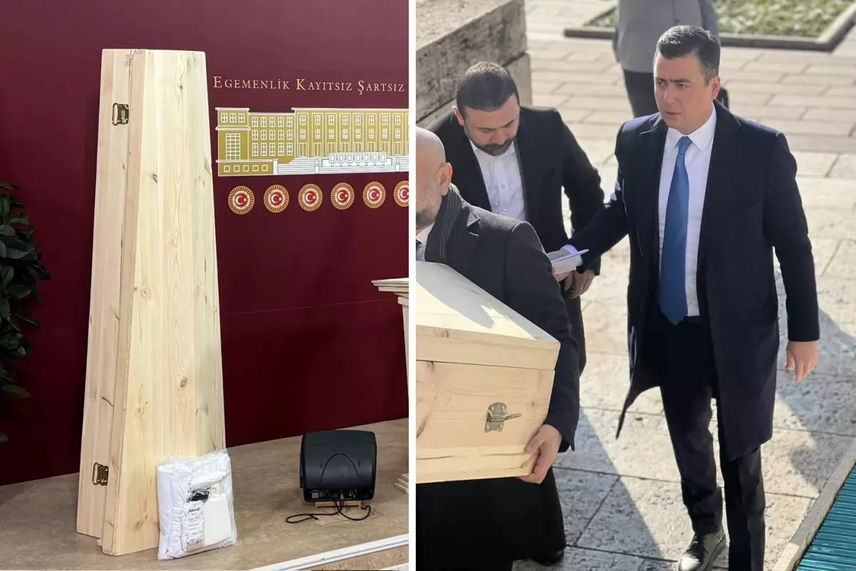 Osman Gökçek, TBMM’ye tabut, ceset torbaları ve kefenle geldi